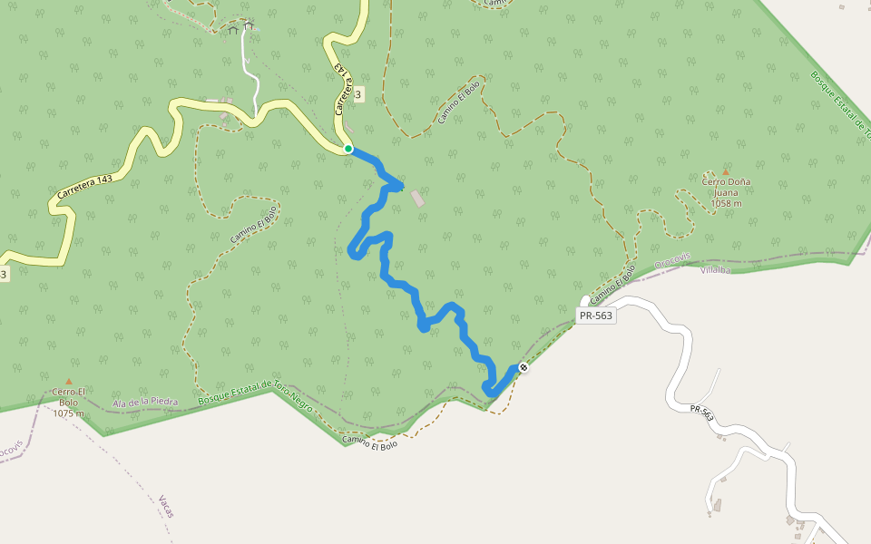 La Piscina walking route map in Villalba