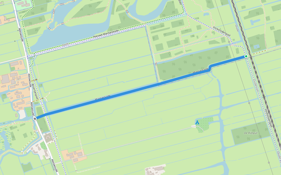 Mantjeskade walking route map in Delft