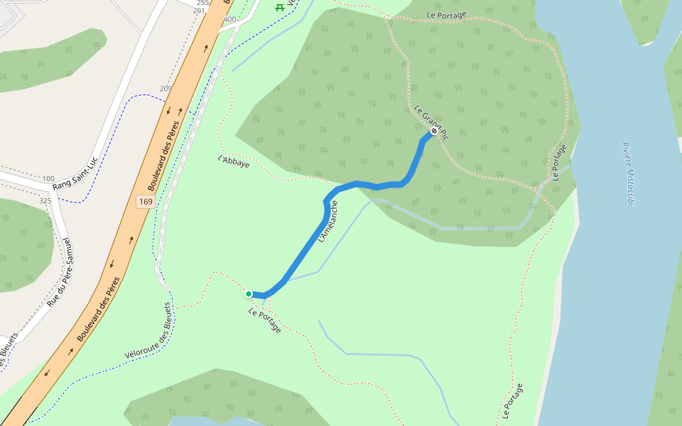 L'Amélanche walking route map in Dolbeau-Mistassini