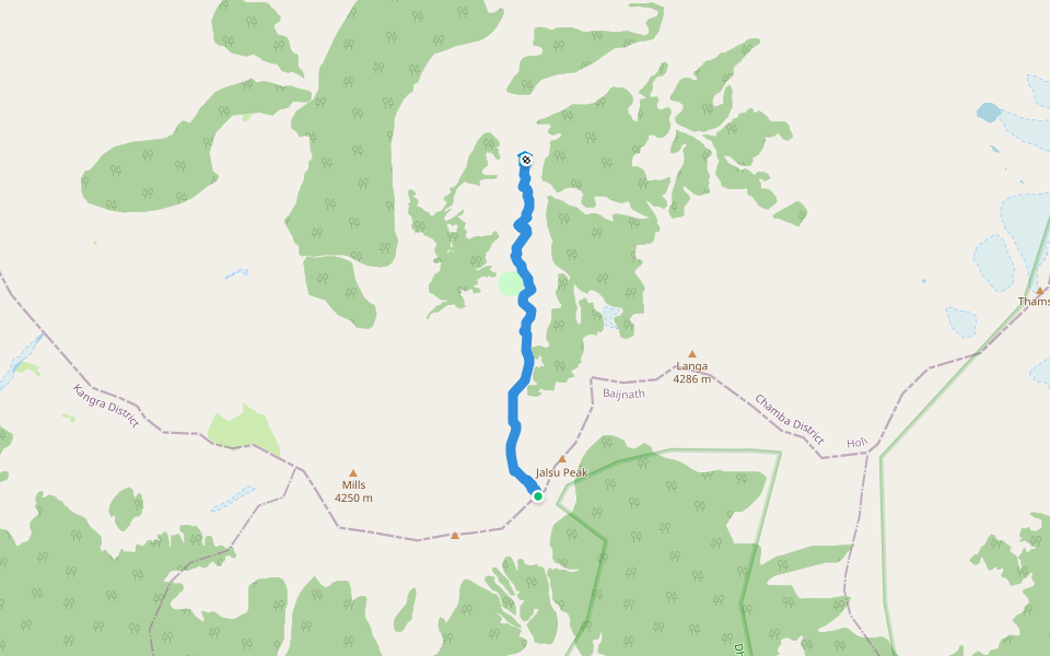 Yada Goth - Jalsu Pass Trail walking route map in Dharjot