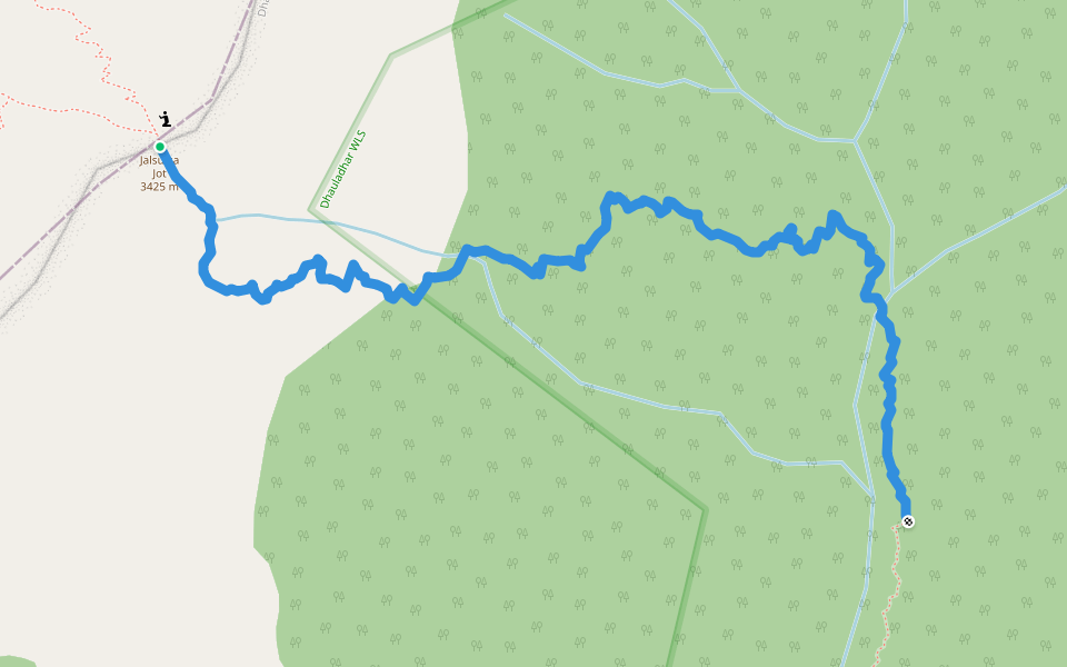 Jalsu Binwa Stream walking route map in Dharjot
