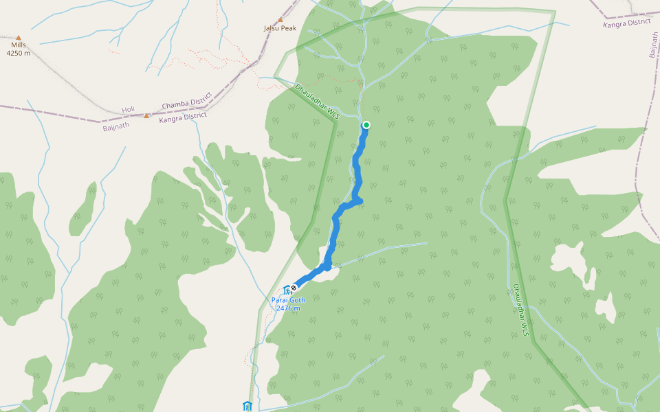 Binwa Stream - Khodtru Dhar Jalsu Trail walking route map in Dharjot