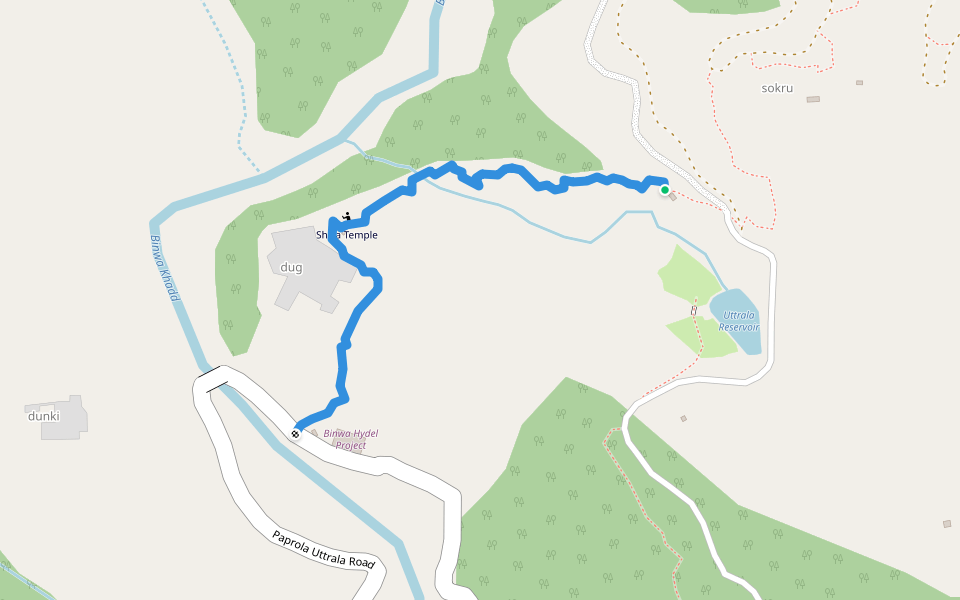 Uttrala Reservoir to Uttrala Power Station on Jalsu Trail walking route map in Sokhru