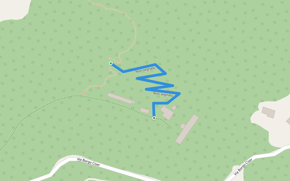 Non segnato walking route map in Ciser