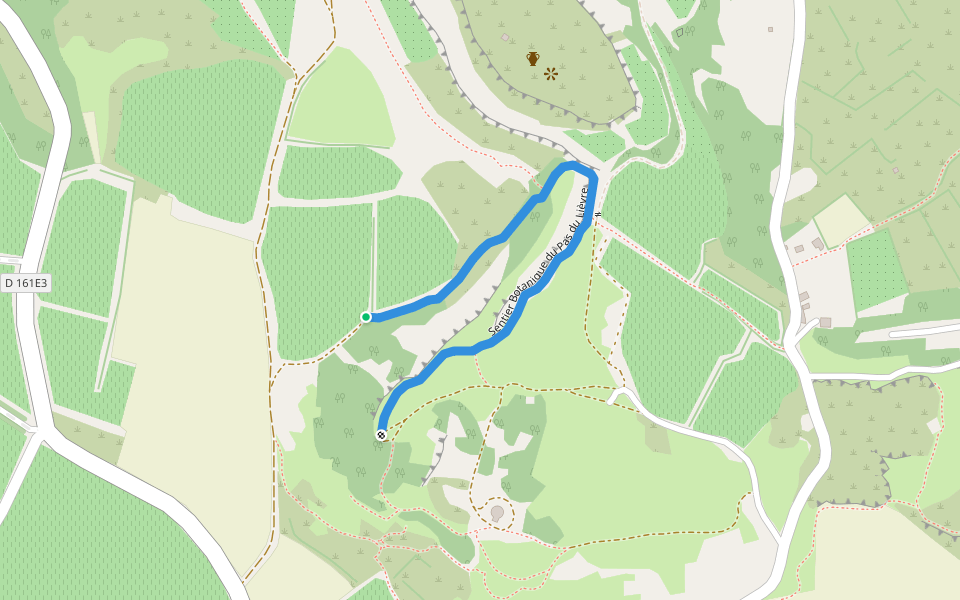 Sentier Botanique du Pas du Lièvre walking route map in Aumes