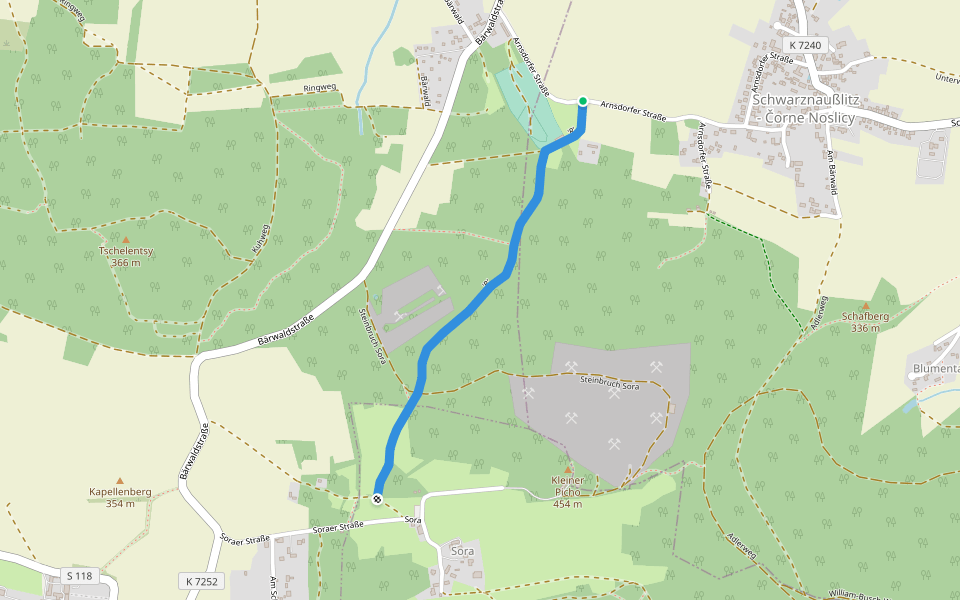 'R' walking route map in Obergurig