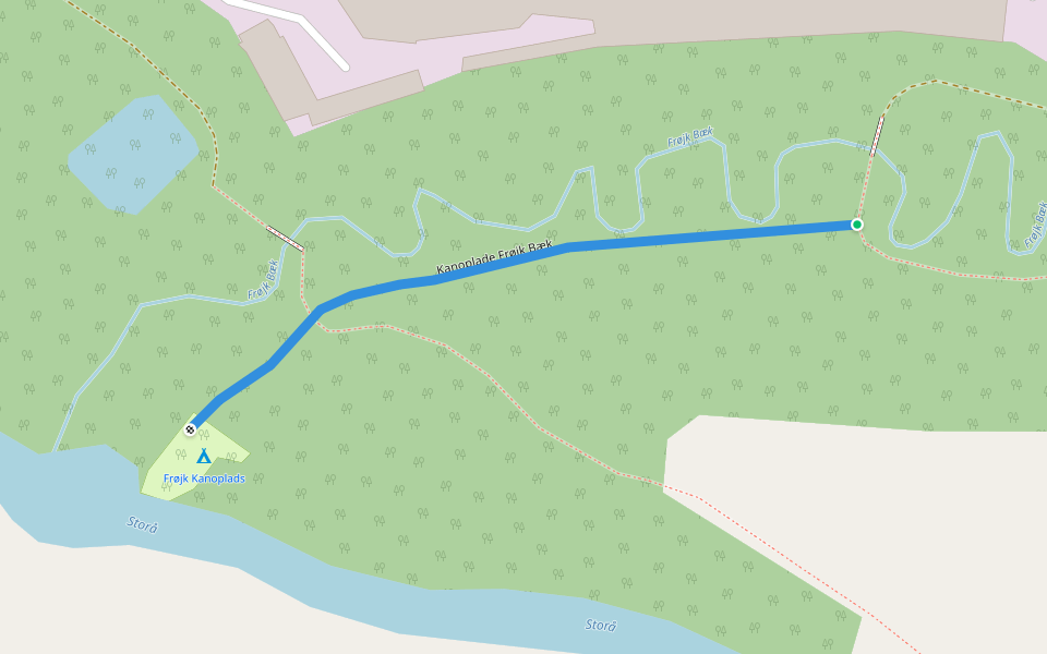 Kanoplade Frøjk Bæk walking route map in Holstebro