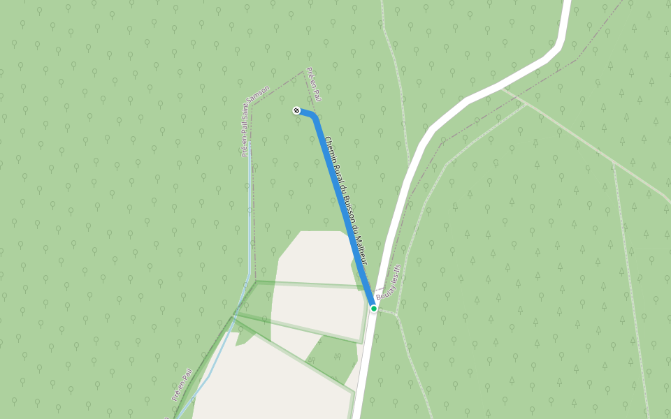 Chemin Rural du Buisson du Malheur walking route map in Boulay-les-Ifs