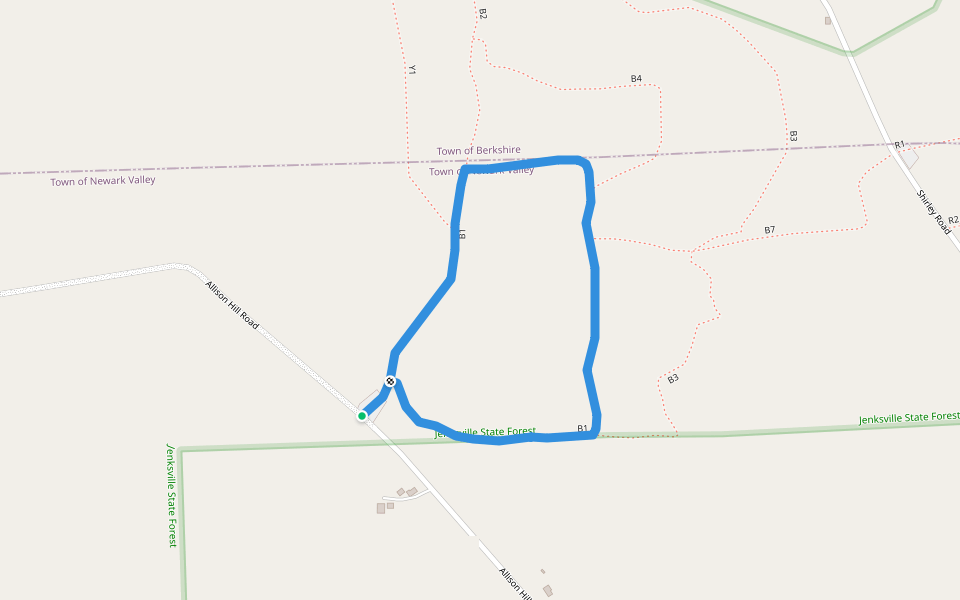 B1 walking route map in Newark Valley