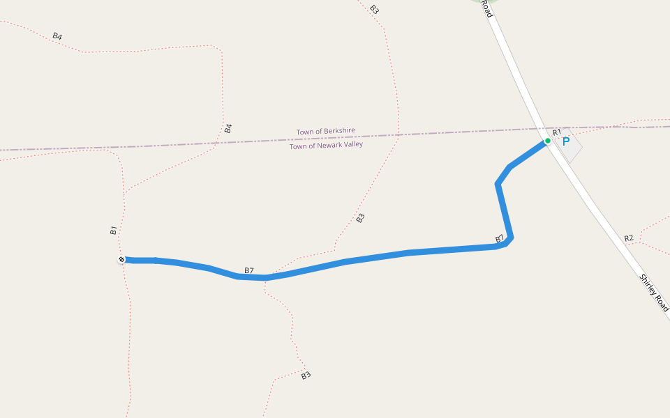 B7 walking route map in Newark Valley