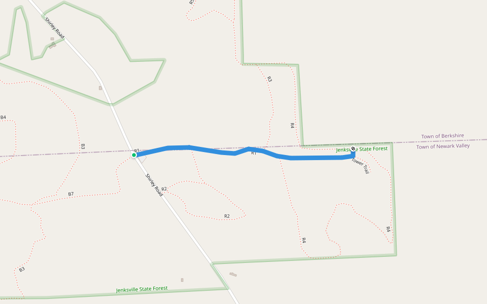 R1 walking route map in Newark Valley