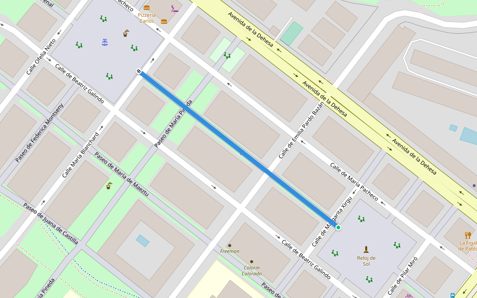 Paseo de Concepción Arenal walking route map in San Sebastián de los Reyes