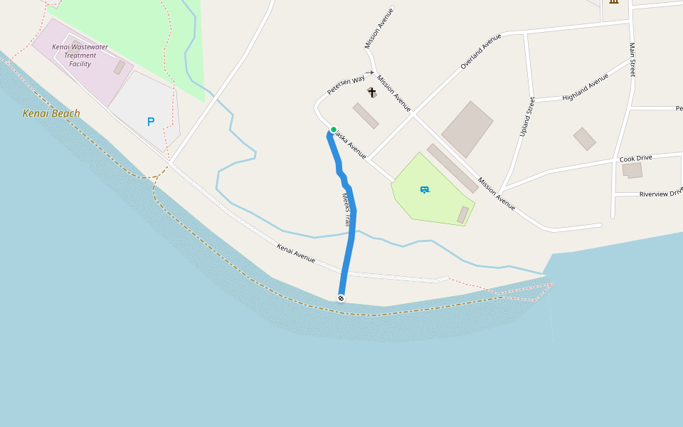 Meeks Trail walking route map in Kenai