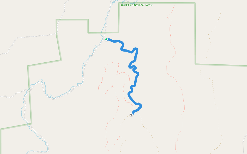 Dugout Gulch Trail walking route map in Beulah