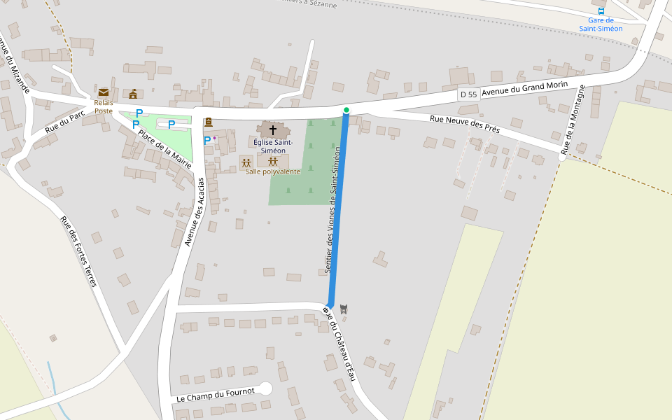 Sentier des Vignes de Saint-Siméon walking route map in Saint-Siméon