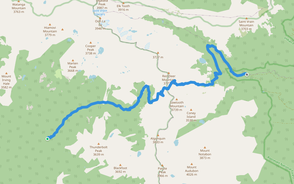 Buchanan Pass Trail walking route map in Granby