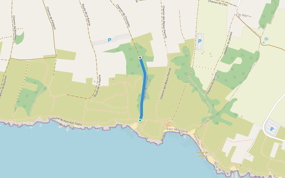 Chemin de Choiseau walking route map in Préfailles