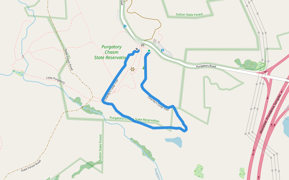 Charley's Loop Trail walking route map in Sutton