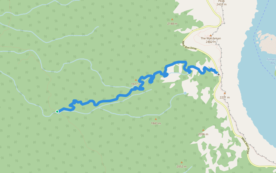 Lightning Spring Trail walking route map in CRATER LAKE