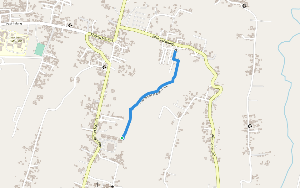 Pine Resort Shalom Track walking route map in Cisarua