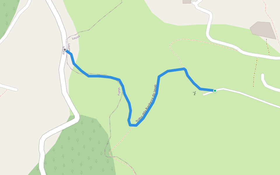 Trilho dda Banheira do Javali walking route map in Lousa