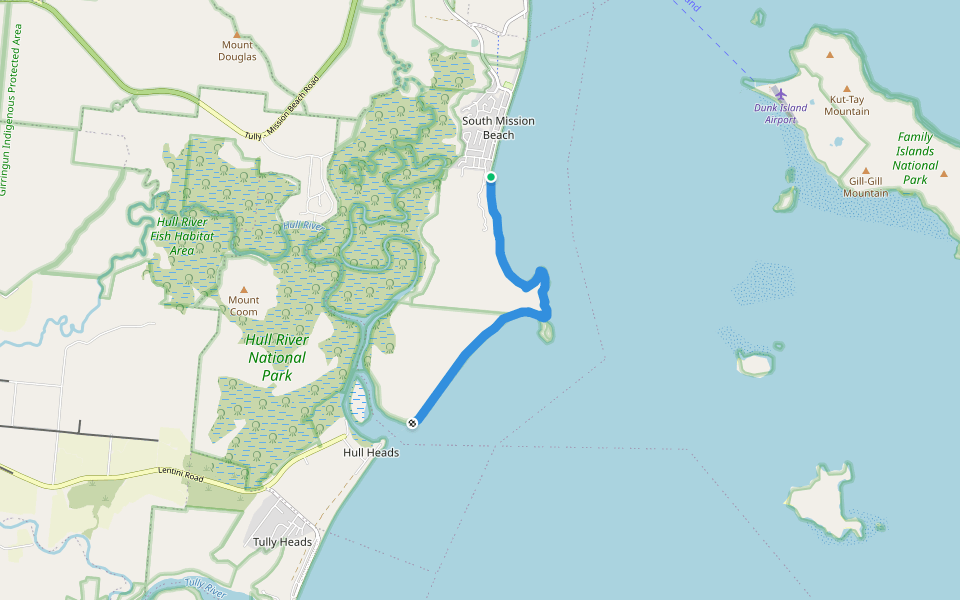 Kennedy Walking Track walking route map in South Mission Beach