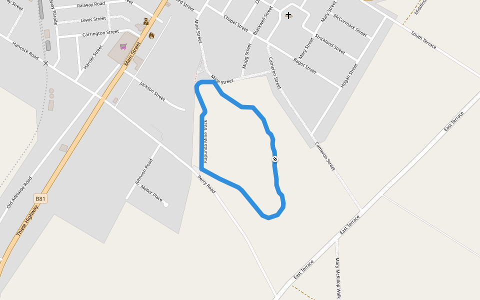 Kapunda Mine Track walking route map in Kapunda