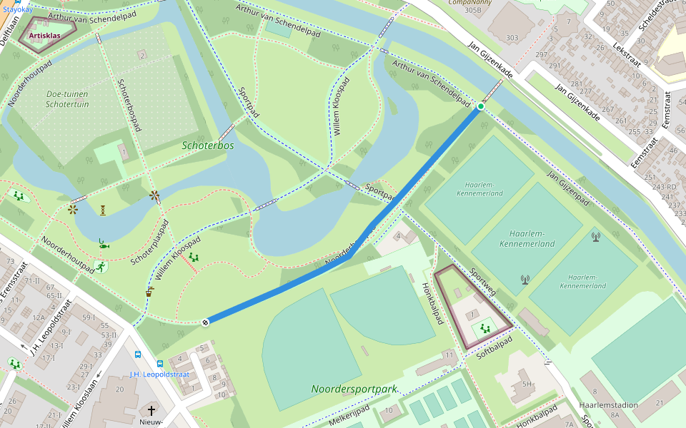 Noorderhoutpad walking route map in Haarlem
