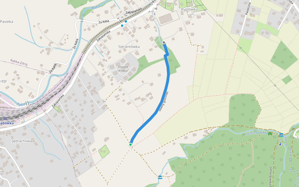 dawny gościniec walking route map in Rabka-Zdrój