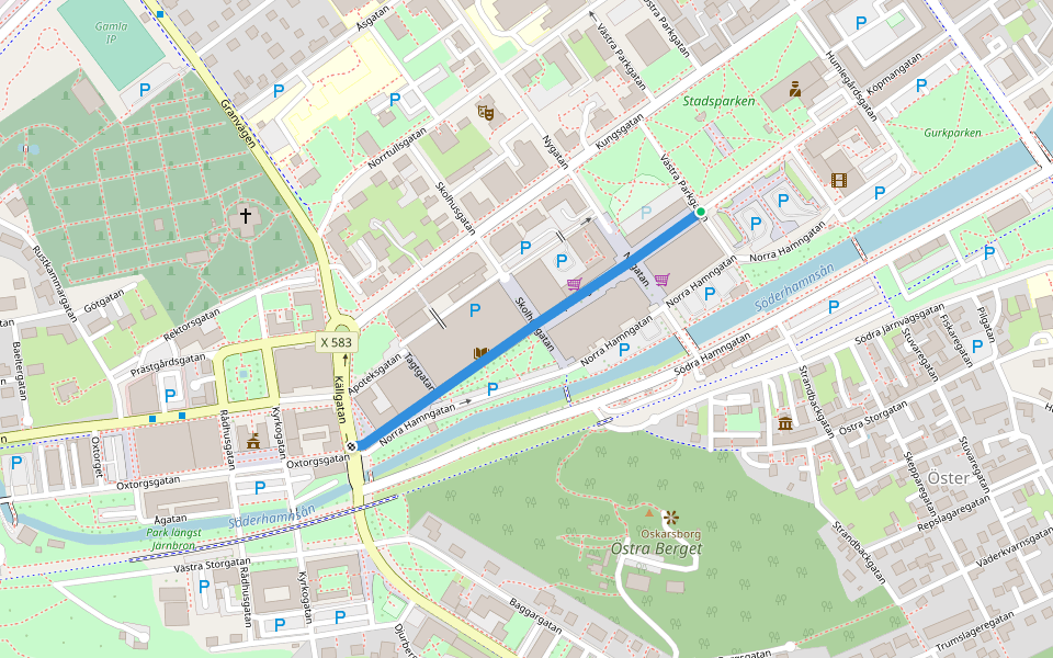 Köpmangatan walking route map in Söderhamn