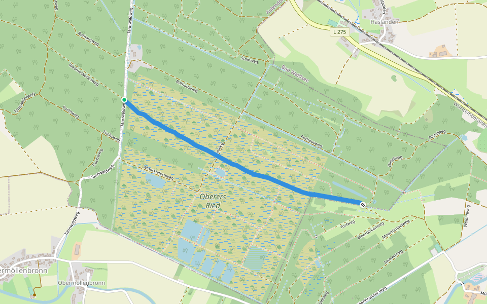 Riedmeckerlesweg walking route map in Aulendorf