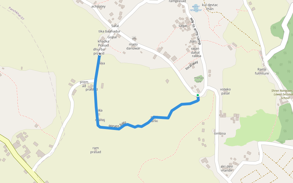 gorato bato walking route map in Panchkhal