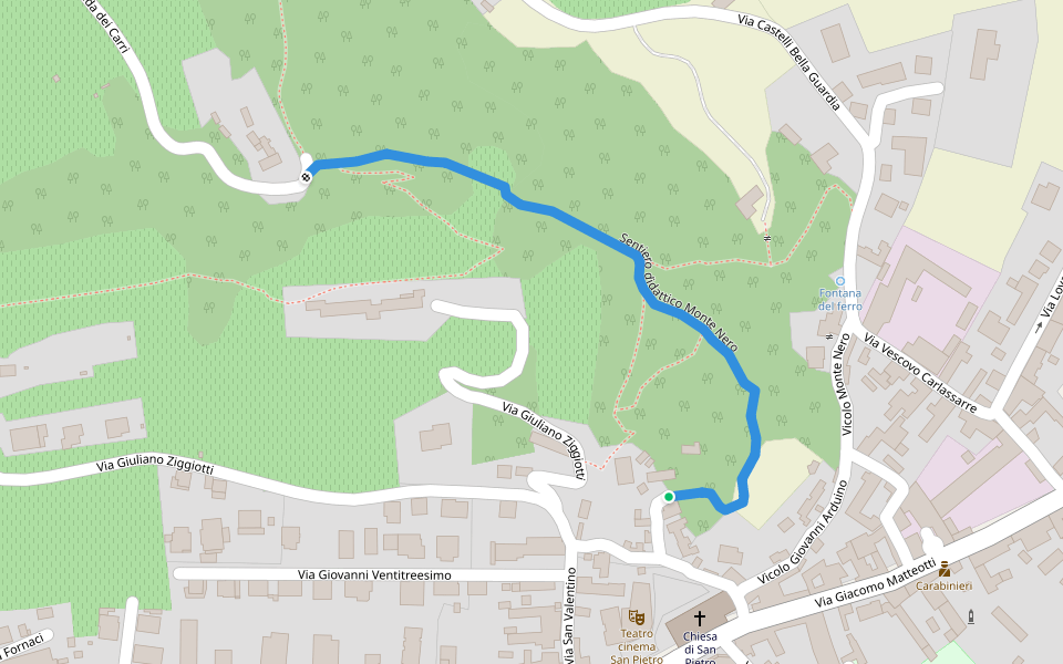 Sentiero didattico Monte Nero walking route map in Montecchio Maggiore