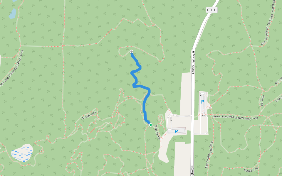 Blue/Purple(Rainy Dew)/Green Loop walking route map in Elkhorn