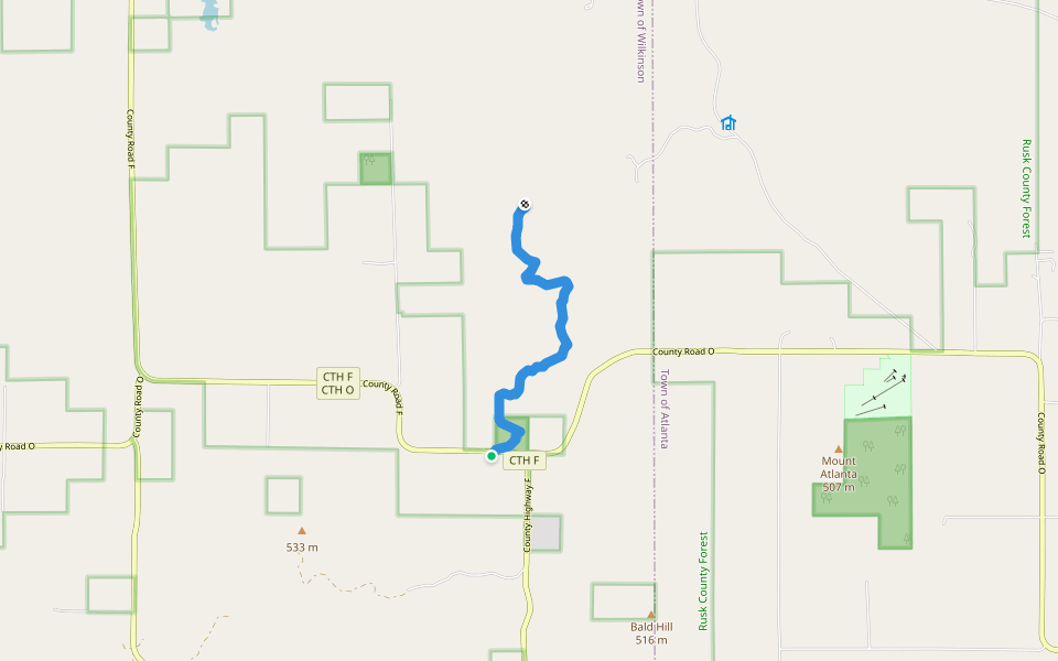 Ice Age Trail walking route map in Weyerhaeuser
