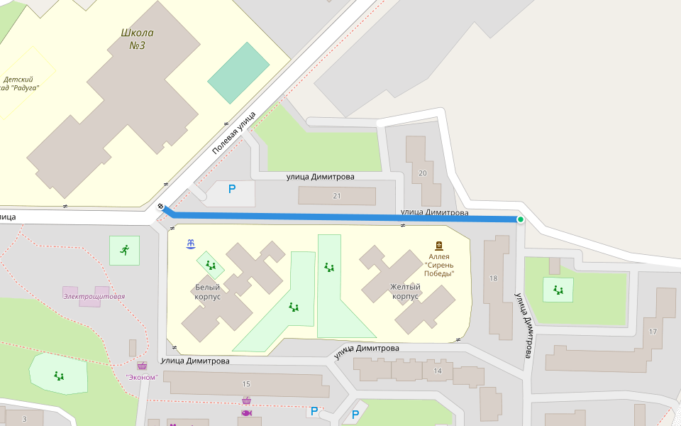 улица Димитрова walking route map in Chernomorskoye