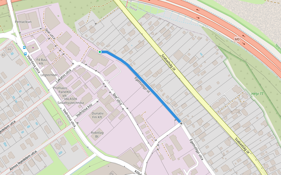 Égettvölgyi út walking route map in Diósd