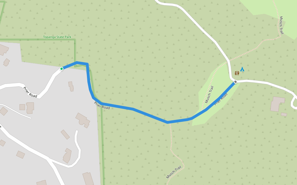 Prier Road walking route map in Topanga