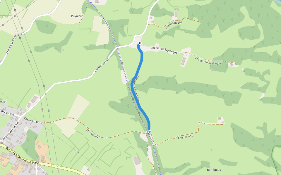 Chemin de Bioussales walking route map in Buzy
