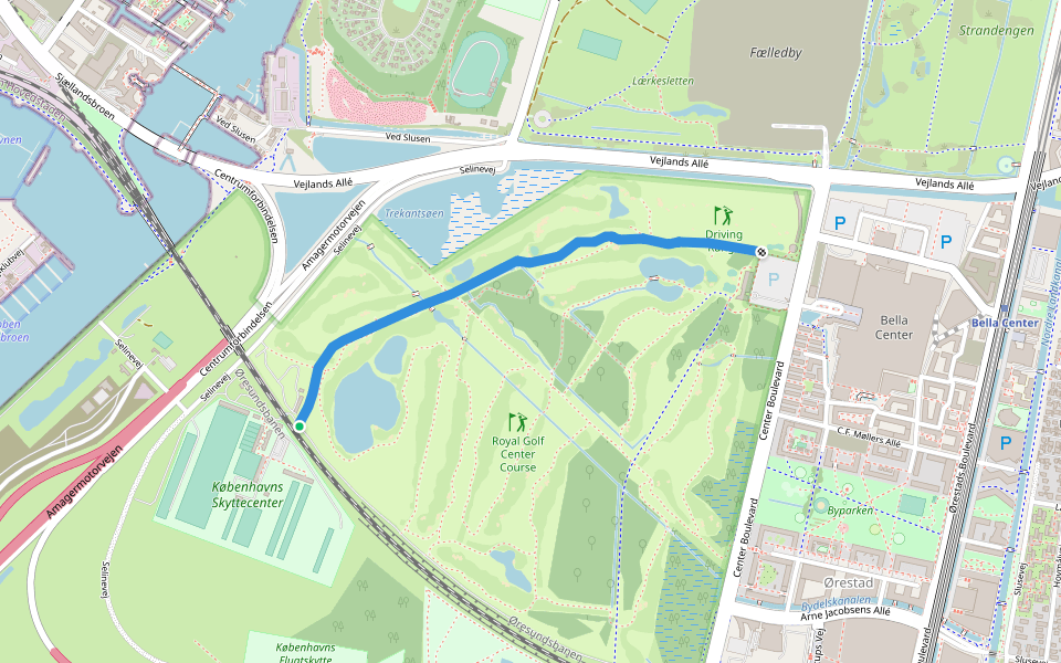 Skydebanevej walking route map in København