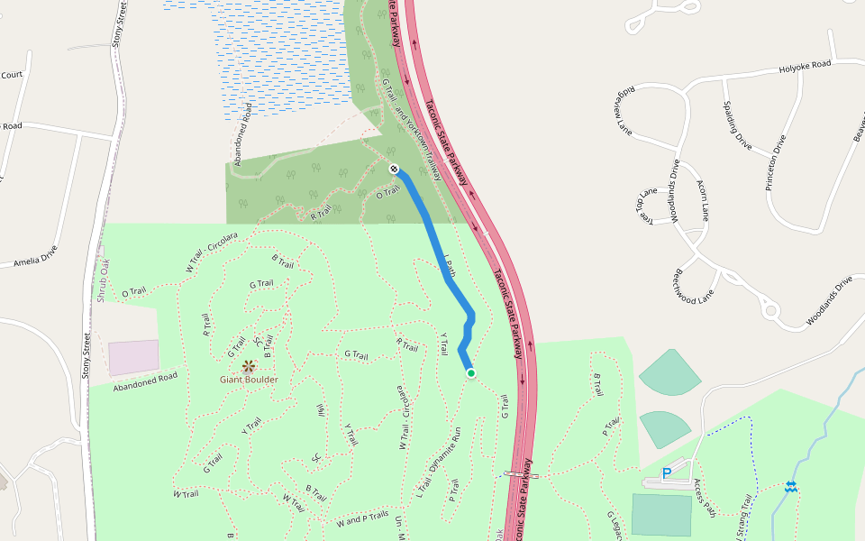 L Path walking route map in Mohegan Lake
