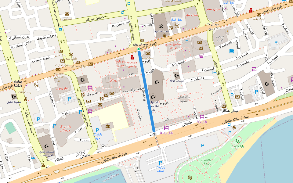 پیادهراه حافظ walking route map in Bandar Abbas