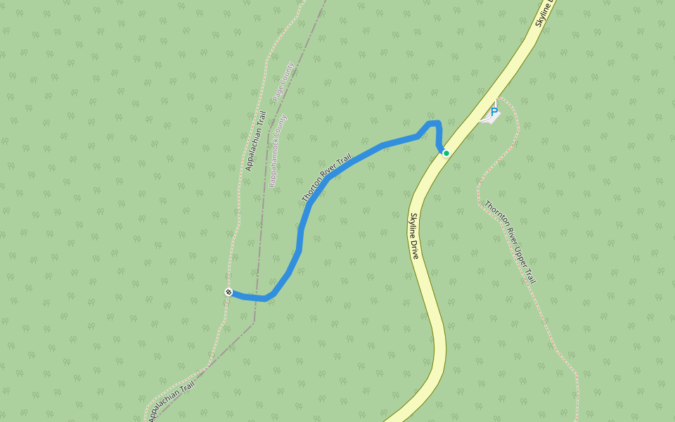 Thorton River Trail walking route map in Rileyville