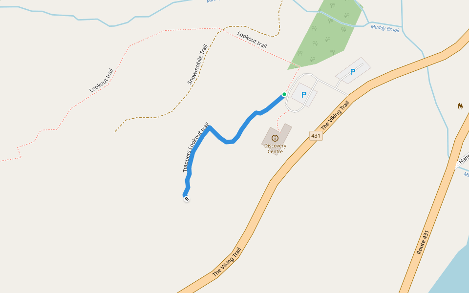 Trappers Lookout trail walking route map in Woody Point