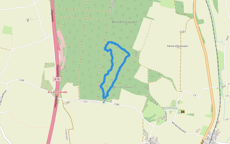 Sentier Botanique du Bois d'Essouvert walking route map in Essouvert