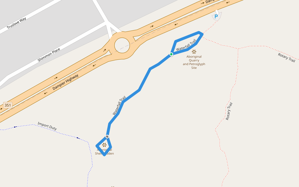 Waterfall Trail walking route map in Pegs Creek