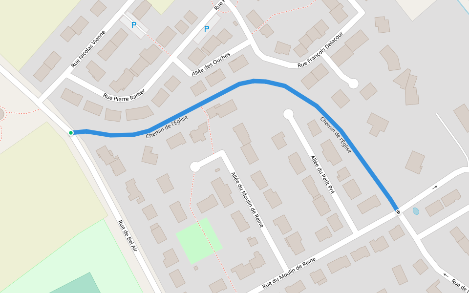Chemin de l'Église walking route map in Cerisé