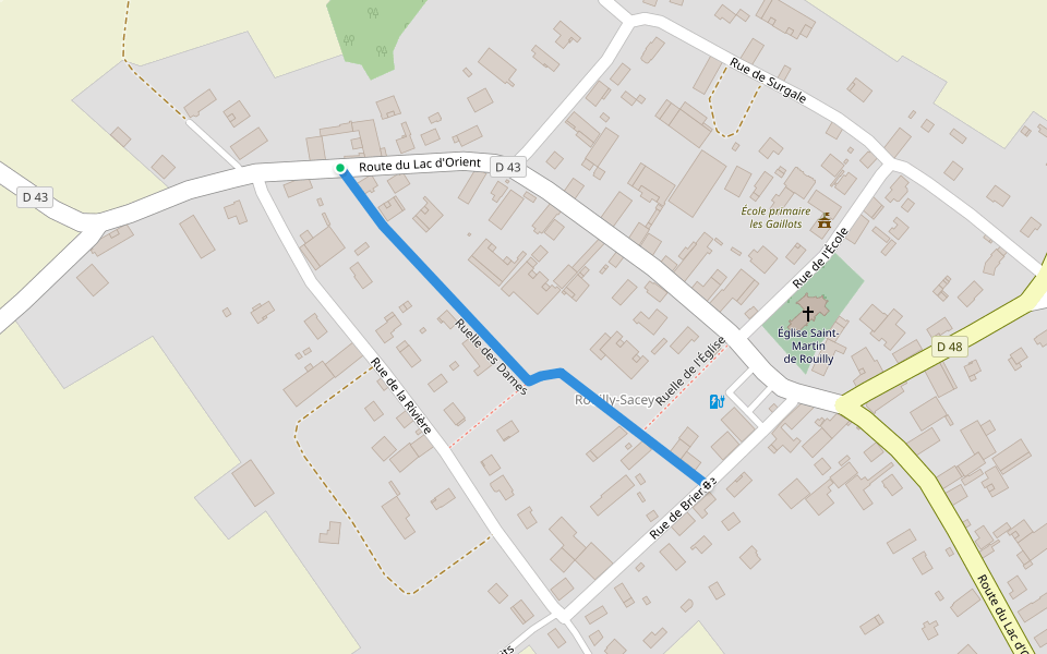 Ruelle des Dames walking route map in Rouilly-Sacey