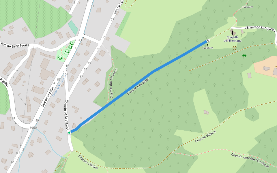 Chemin des Bêtes walking route map in Arbois