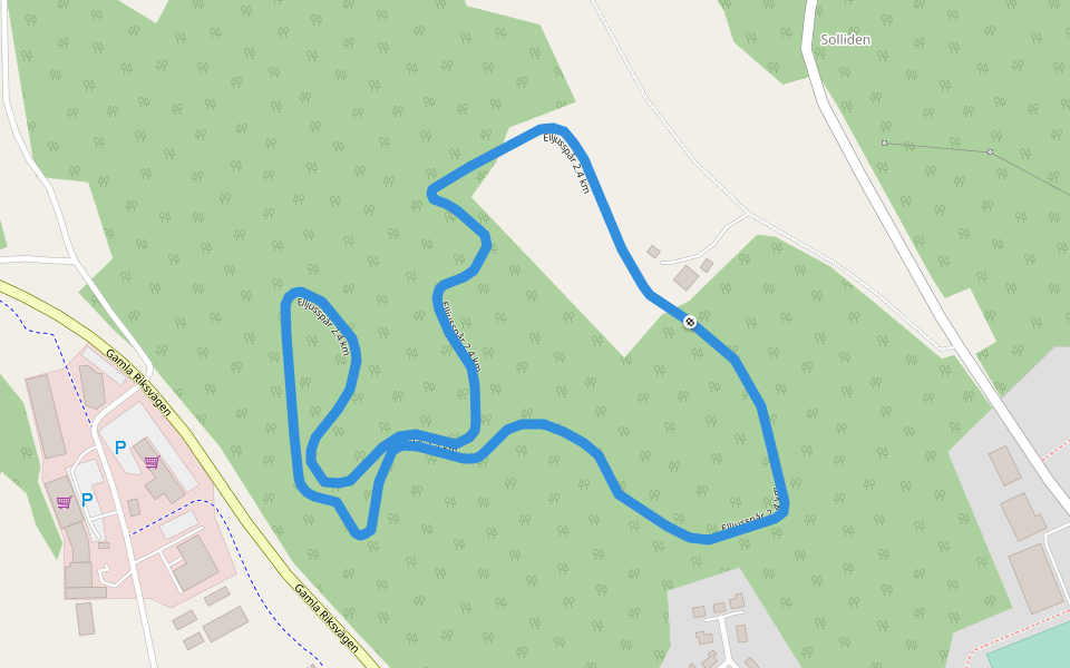 Elljusspår 2.4 km walking route map in Valdemarsvik